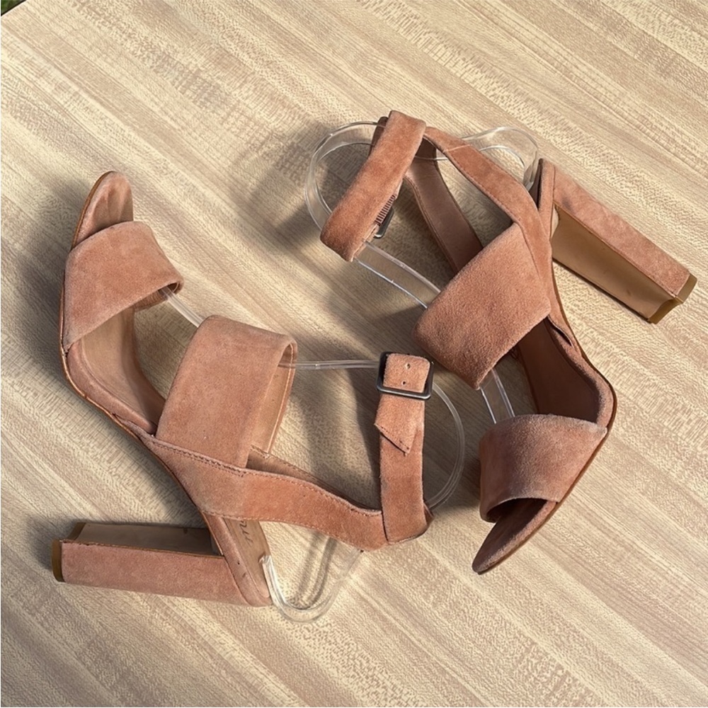 CLEAR OUT PRICE! Madewell The Octavia Sandal Dusty Rose Chunky Heels Size 7.5 - Picture 5 of 12